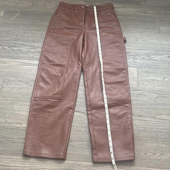 Wilfred Free | Aritzia brown faux leather straight leg pants size 2 - Picture 7 of 12